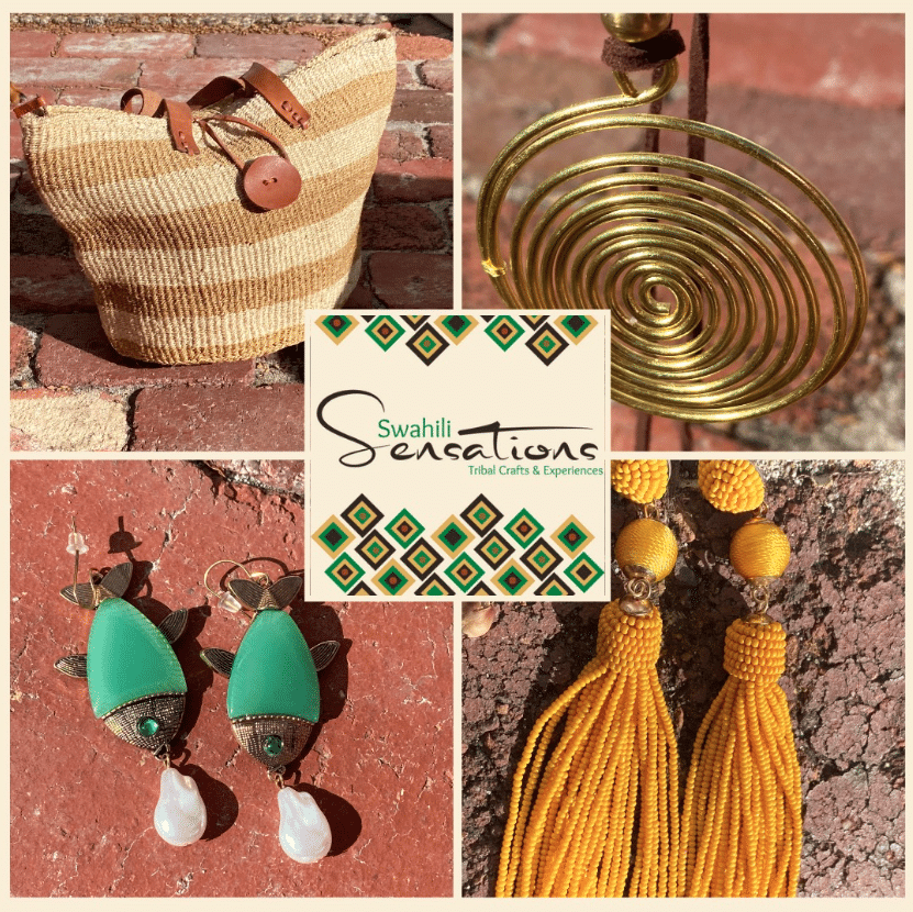 Swahilli sensations earrings and bag products